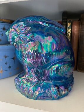 Fenton Amethyst Carnival Glass Bunny Figurine #5174 Iridescent Rabbit